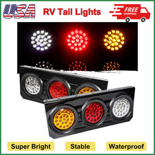 2 Pcs Led Truck Trailer Tail Lights With Iron Bracket Base 12v-24v Round Led