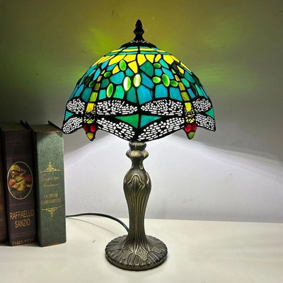 Tiffany Lampen Buntglas grün Libelle Stil Kristall Handarbeit Schirm UK