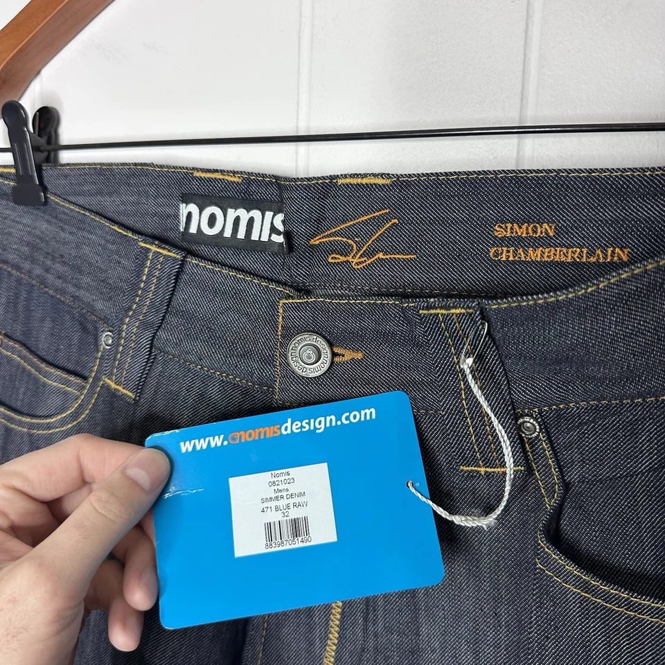 Pantalones de mezclilla Nomis Design Simon Chamberlain nuevos con etiquetas - para hombre 32x32 lavado oscuro 471 Foto 3 de 4