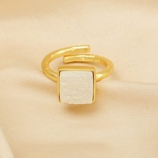 Druzy stone Statement Ring For Women, Brass Gold Plated Jewelry, Christmas Gift