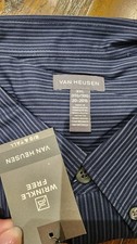 Van Heusen Dress Shirt Men's 3XL Blue Stripe Fitted Wrinkle Free
