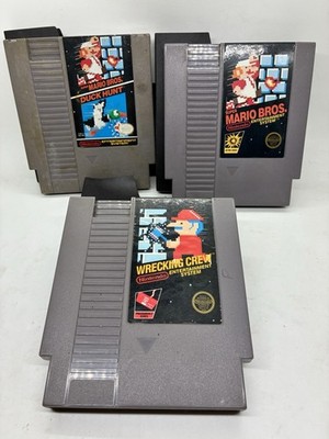 Nintendo NES Lot Of 3 Super Mario Bros Duck Hunt & Wrecking Crew Tested Working 