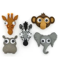Dress It Up Life’s A Zoo Buttons - Shank Monkey Elephant Zebra Giraffe Hippo 144