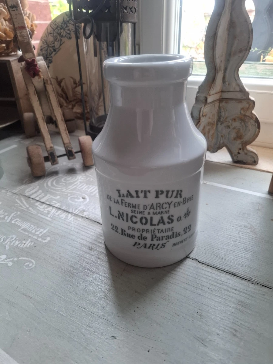 Ancien Petit Pot à Lait Émaillé 2 Tons Vert/Bleu - Anti-Débordement Vintage
