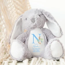 Personalised Boys Blue Rabbit Initial Teddy
