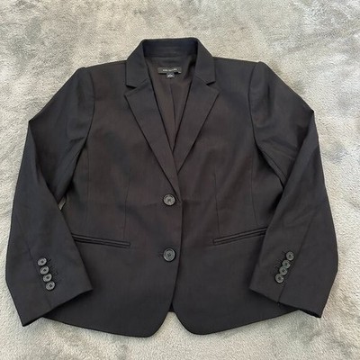 Ann Taylor Black Linen Blend Blazer 4 The Shorter Two Button Jacket