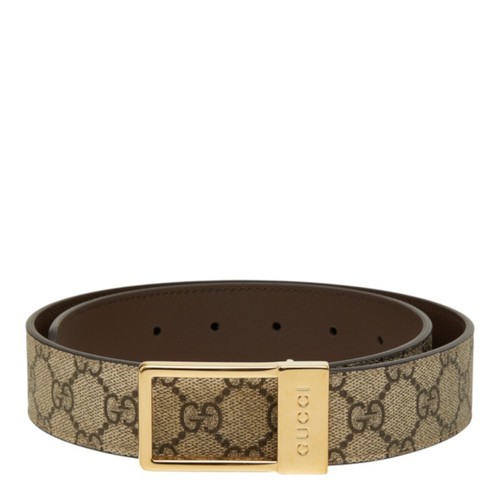 Gucci Belt Authentic GG Supreme Rectangle Buckle Canvas Leather  From Japan