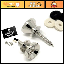 Nickel Guitar Strap Buttons for Electric Bass & Guitar (2) with Screws & Washers
