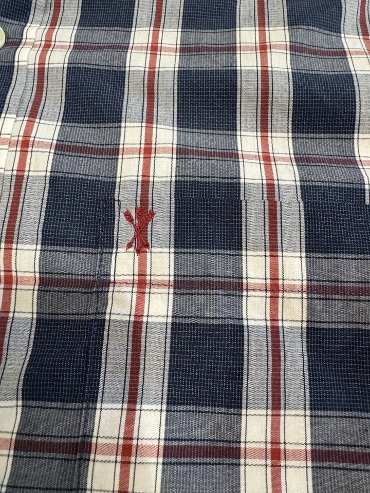 Arrow Mens Shirt 3XL Short Sleeve 2 tone Blue Plaid Collar Button Up Pocket XXXL - Image 3 of 4