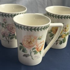 Set of 3 Portmeirion Botanic Roses Tea Cups Or Coffee Mugs Made In England
