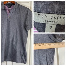 Ted Baker 3 London Men's Gray Polo Shirt Button Neck Casual Golf Business