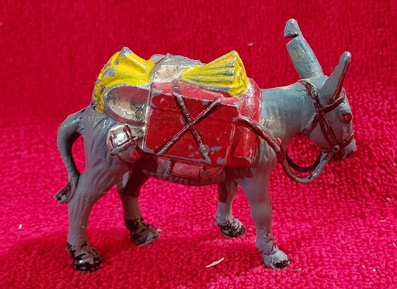Small Plastic Prospector Pack Mule, Figurine.