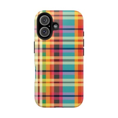 Colorful Plaid Phone Dual Layer Case Cover for iPhone