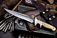 CFK Handmade 52100 Custom CAMEL BONE Sub Hilt Large Camping Hunting Sport Knife