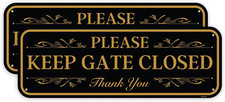 2PC Please Keep Gate Closed Sign, 10 x 3.5 Inches - Aluminum - Dog Please Clo...