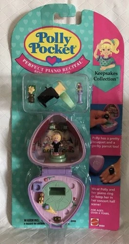 Polly Pocket Vintage Perfect Piano Recital Ring & Case MOC NEW & SEALED 1991