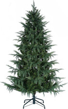 6FT Prelit Cedar Christmas Tree with 300 Warm White LED Lights, Realistic Design