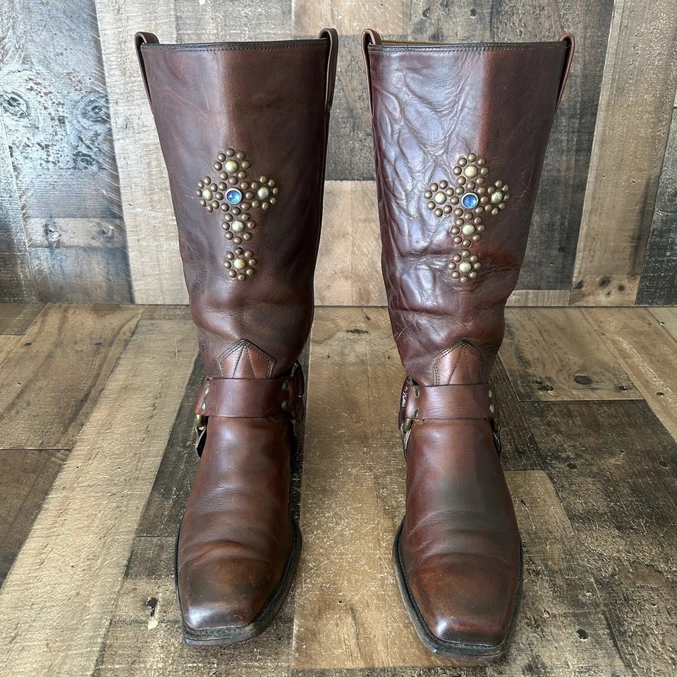 Botas Wrangler 6768 Vintage Hebilla Arnés Puntera Cuadrada Para Hombre 10.5 D Foto 2 de 4