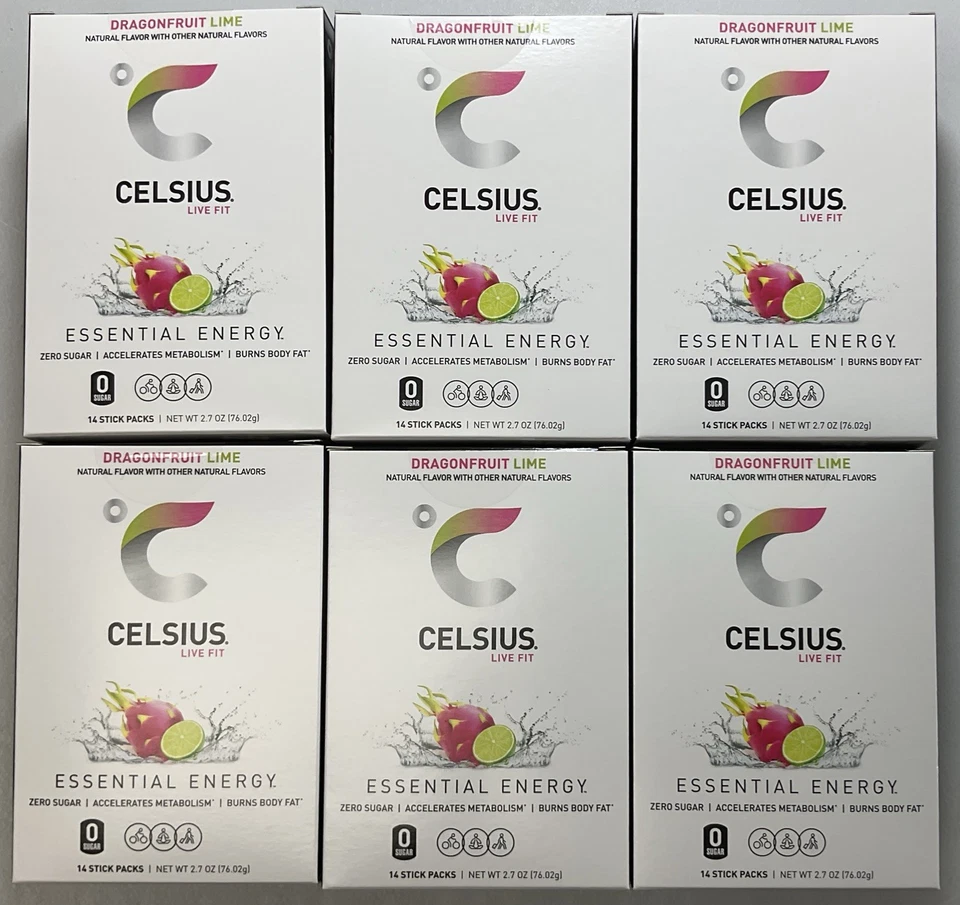 Celsius Dragonfruit Lime Energy Drink Stick - 14 Pack, Pack Of 6, Exp 03/2027 - Image 2 of 4