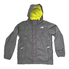 THE NORTH FACE Youth Hyvent L 14 16 Lightweight Rain Jacket Hooded Zip Up Gray