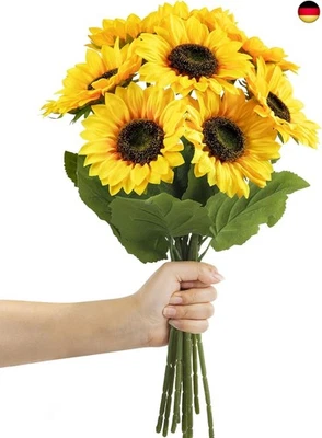 9 Stück Künstliche Sonnenblumen Deko, 48CM Einzelstiel Künstliche Blumen, Seide - Bild 1 von 4