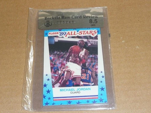 1989/90 Fleer MICHAEL JORDAN ALL STARS STICKER BULLS #3 BGS 8.5 RAW CARD REVIEW