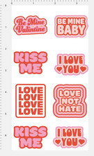 Valentines Day Scrapbook Sticker Set 4" x 7" Sheet Valentine Sayings Love Kiss