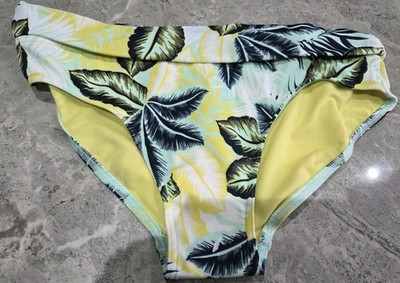 M&S Roll Top Hipster Bikini Bottoms Size 10 AQUA MIX