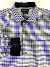 Paul Fredrick Men's Classic Fit Non-Iron Blue Gray Check Dress Shirt 18.5x35
