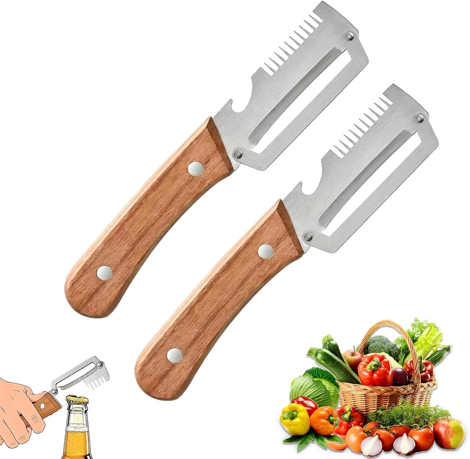 2 Pack Multifunctional Vegetable Peeler, 3-In-1 Peelers for Kitchen with Bottle