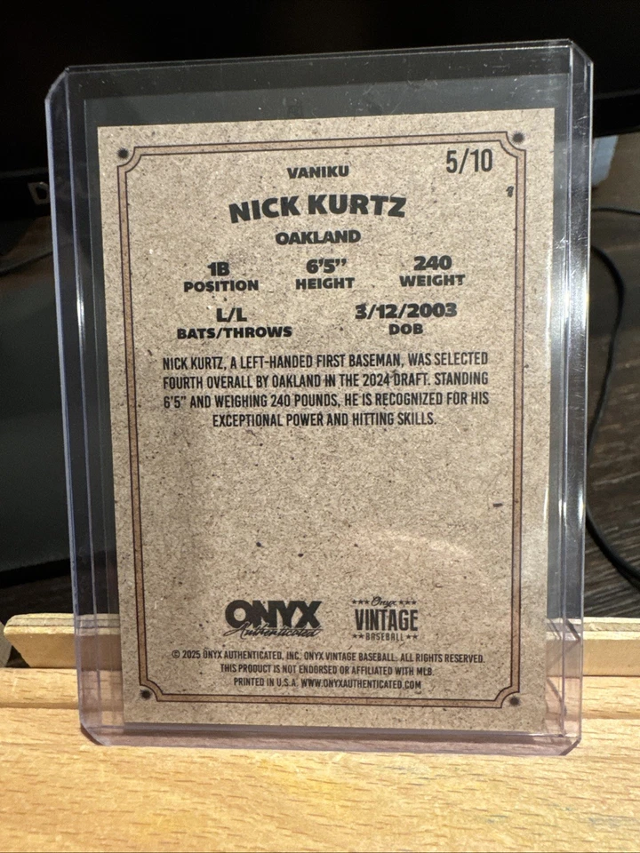 Onyx Vintage Nick Kurtz 2025 tinta azul automático/10 Oakland Athletics Foto 2 de 4