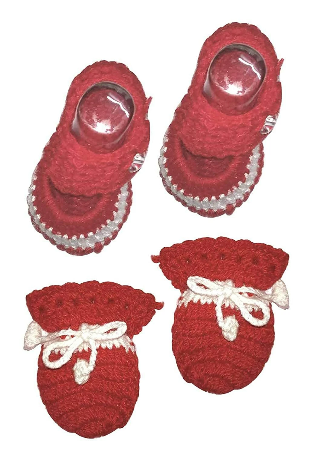 Handmade Unisex Baby's Bootie Mitten Set Soft Comfortable Wear Woolen 0-3 Months