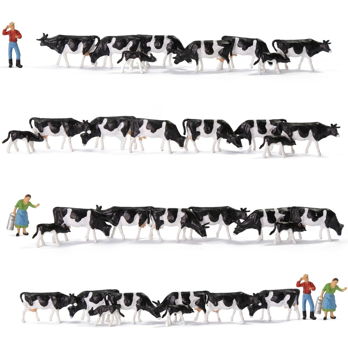 50pcs 1:87 HO Scale Model Cows Miniature Farm Animal Model Cow For Model Railway Layout