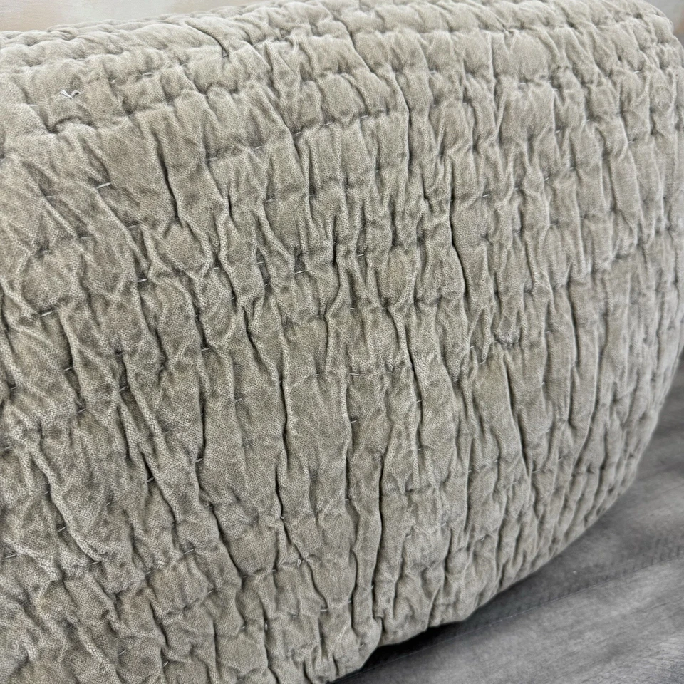 Edredón artesanal de terciopelo lavado Pottery Barn completo/reina topo nuevo sin etiquetas ob Foto 3 de 4