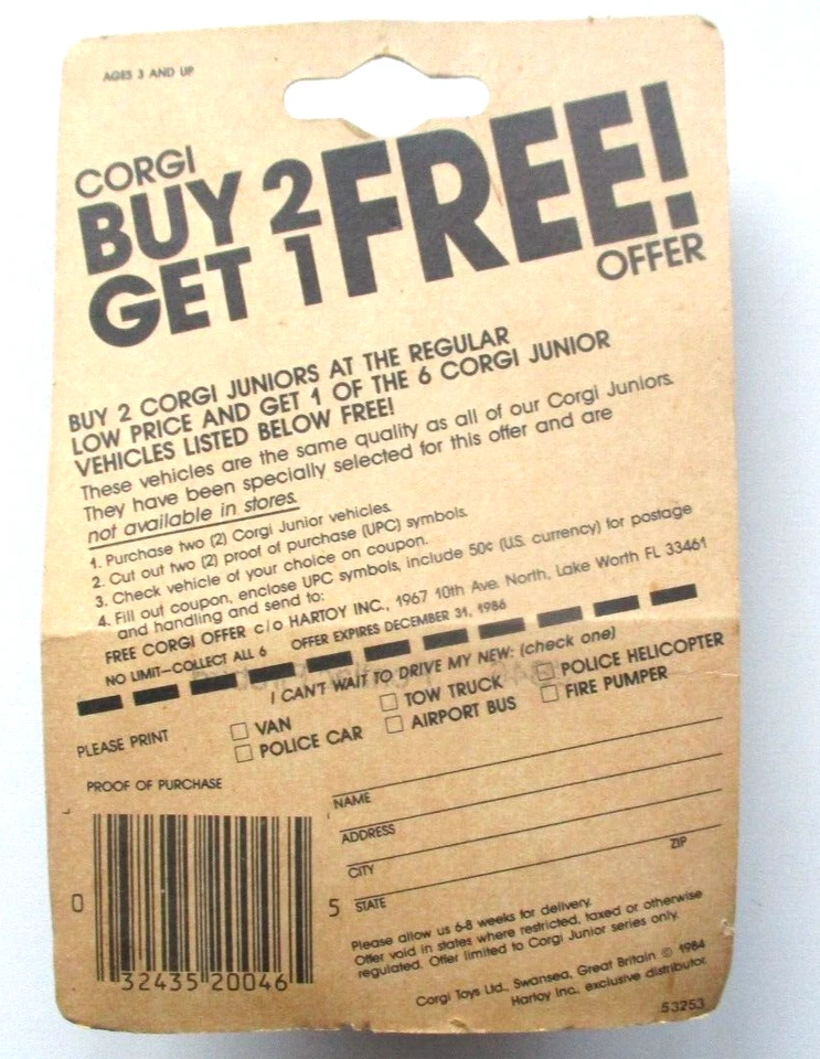 CORGI JB46 Pontiac Firebird New *SEALED vintage 1986 - Image 3 of 3