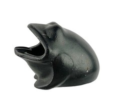Vtg Robert Emig 1426 Cast Aluminum Open Mouth Frog Ashtray Match Holder Black