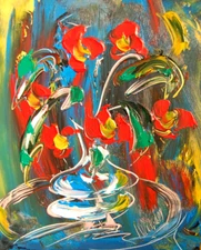 Modern Abstract FLORAL    Original Oil Painting  IMPRESSIONIST NES3RG