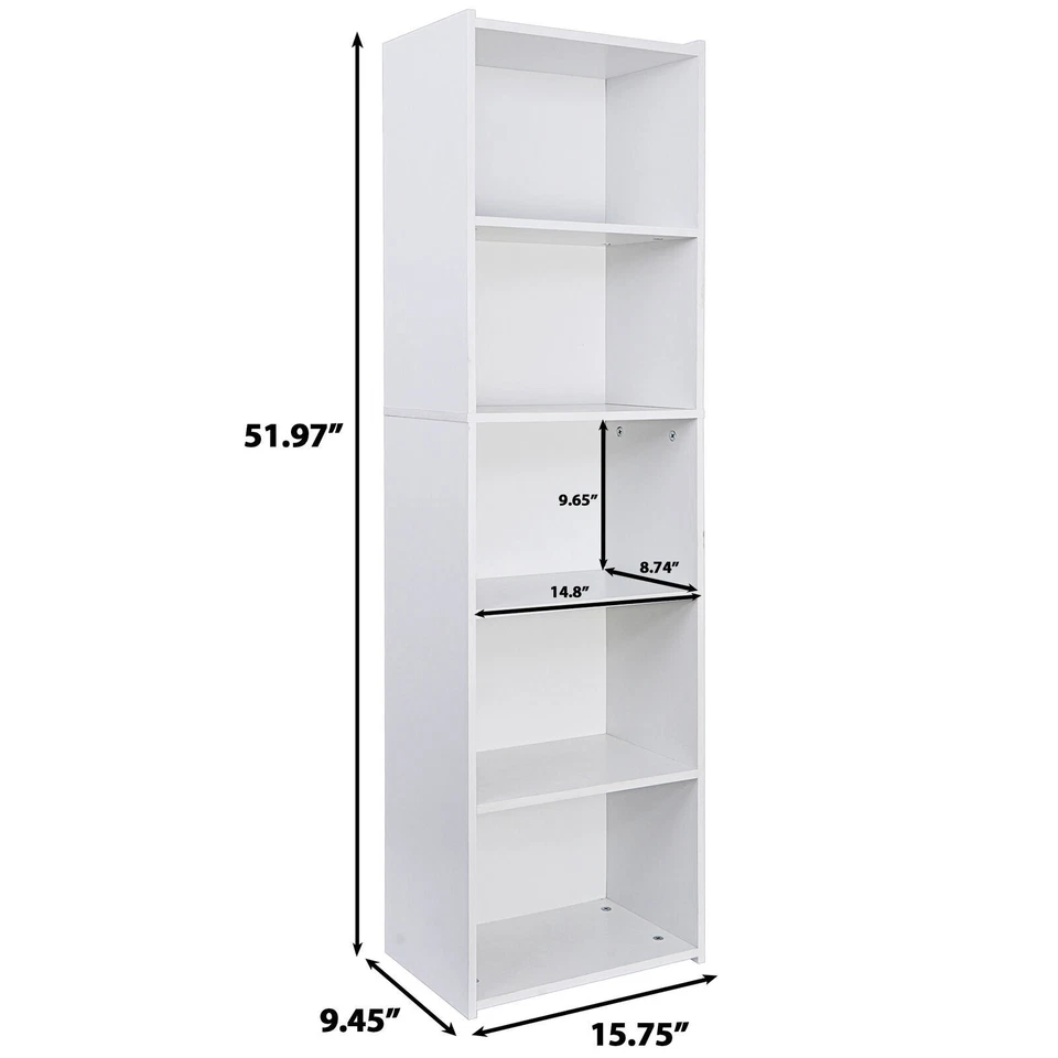 2PCS 5 Tier Bookcase Bookshelf Display Rack Storage Shelves Shelving Unit Indoor - Image 2 of 4