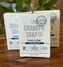 The Grandpa Soap Co Thylox Acne Treatment Soap with Sulfur ~ 3 Packs X 3.25 oz