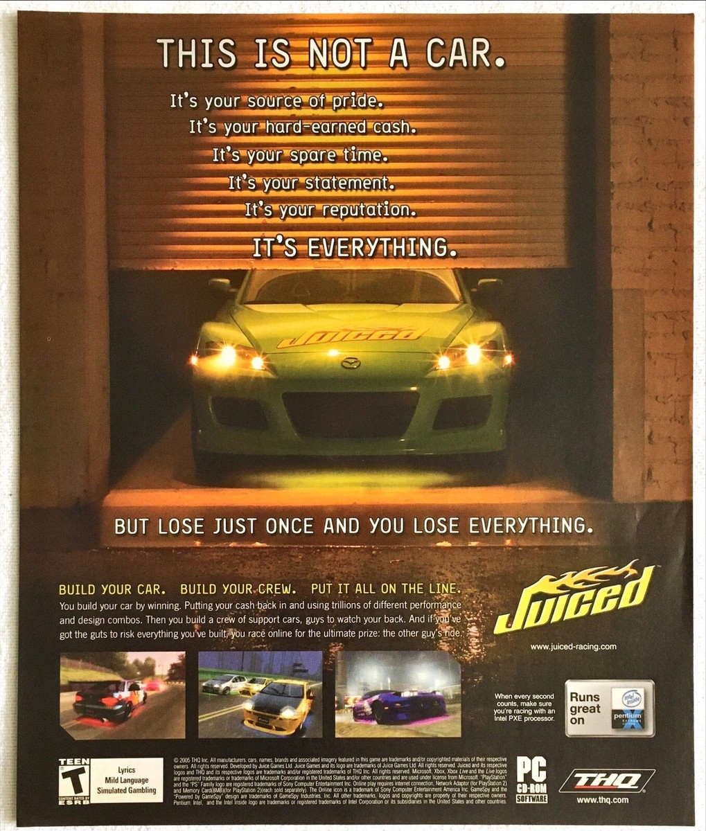 Vintage Print Ad 2005 Juiced PC Racing Video Game Original Poster