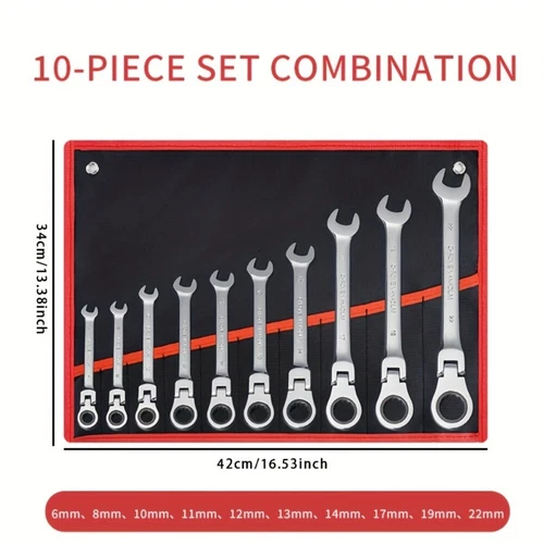 Ratchet Spanner Combination Flexible 180° 6-24mm Different Sizes Tool Wrench Set - Picture 13 of 13