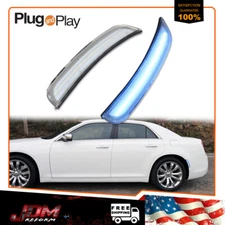 For 2015-2023 Chrysler 300 Clear Lens Ice Blue LED Rear Side Marker Lights 2PCS