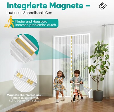 LIVEINU Magnet-Fliegengitter Für Tür/Fenster – 120x130 Cm, Gelb, Ohne Bohren (Klebemontage) Für Insektenschutz