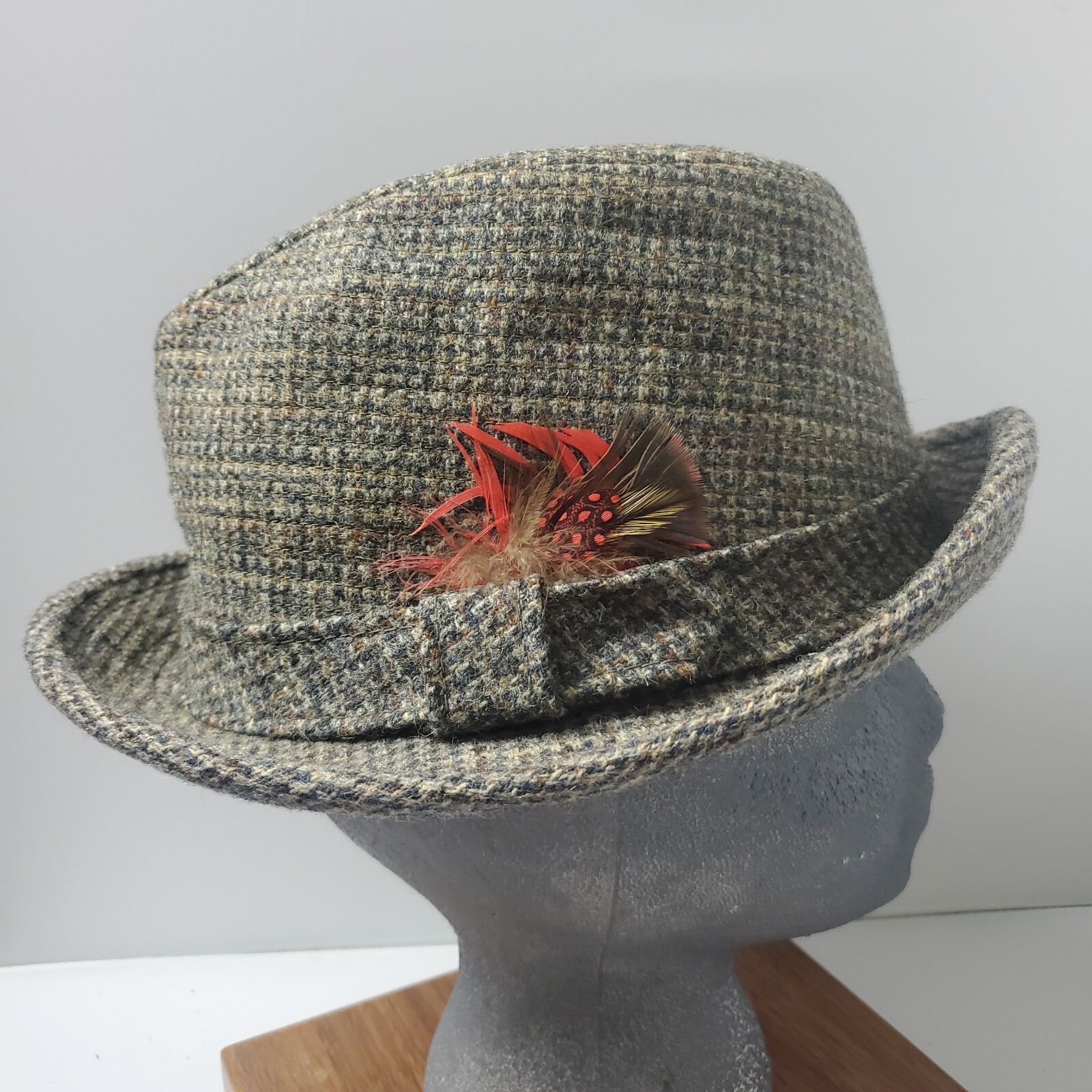 Vintage Brown Tweed Wool Fedora Hat 7 1/8 Classic Mod Preppy Menswear-image