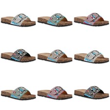 Damen Pantoletten Sandalen Strass Zierperlen Schnallen Schuhe 840988 Mode
