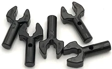 Lego 5 New Black Bar 1L w/ Clip Mechanical Claws Cut Edges and Hole on Side Part