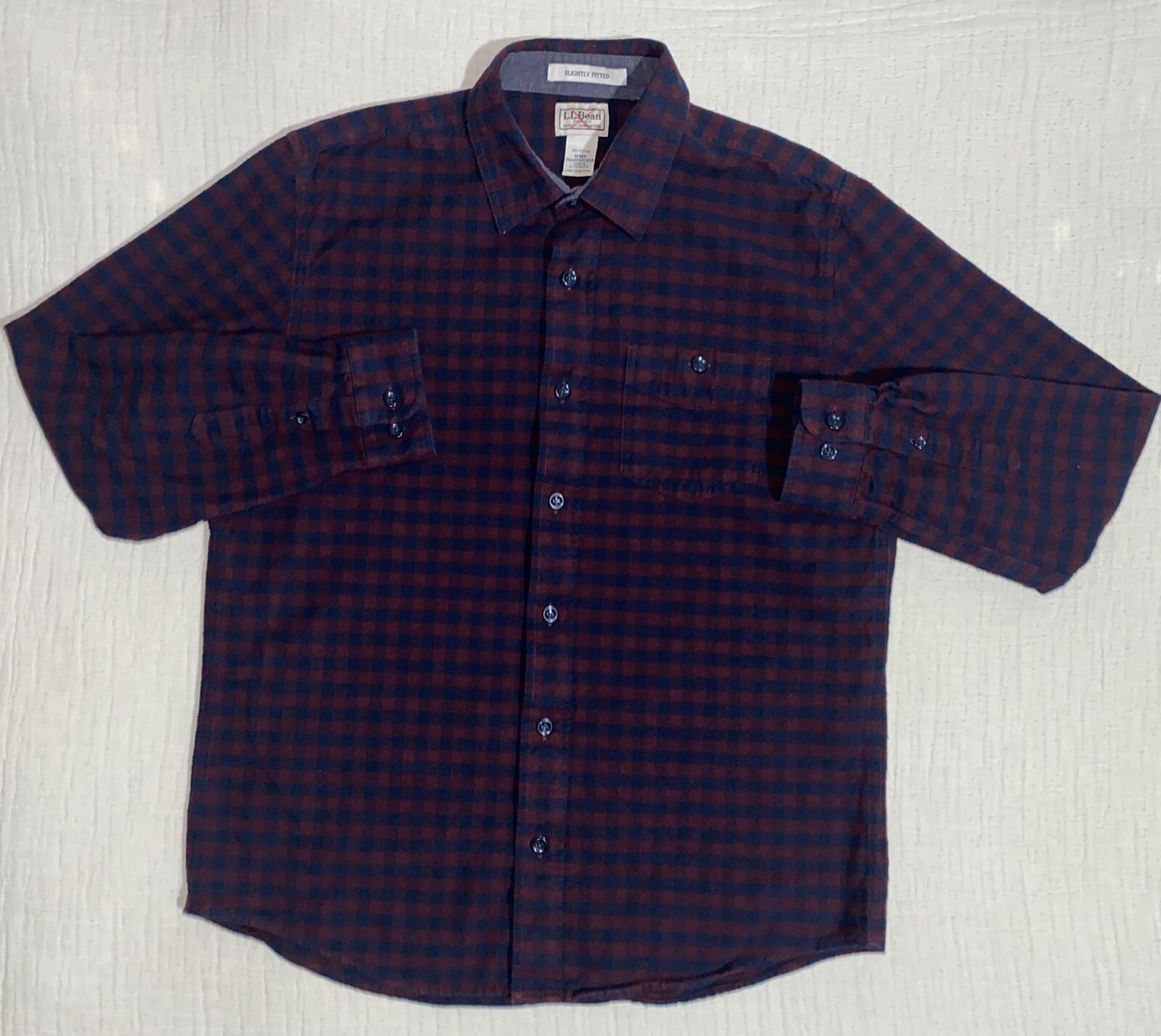LL Bean Shirt Mens Medium Flannel Slightly Fitted Long Sleeve