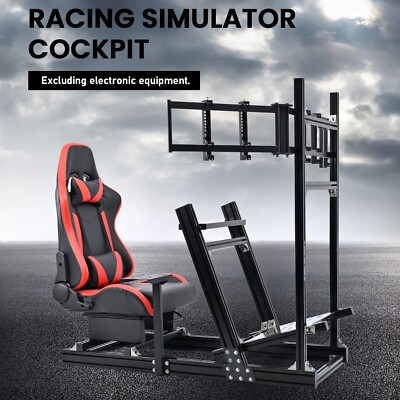 Supllueer G923 Aluminum Racing Sim Cockpit with 3 Display Stand and Gaming Seat