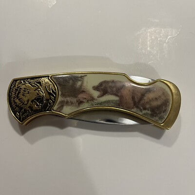 Franklin Mint Bear Themed pocket knife L100