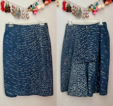 Vintage 80s GLAM Denim High Waist Pencil Bow GLITTER Mini Jean Skirt S